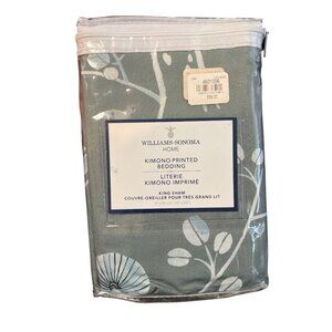 Williams Sonoma Home Kimono Printed King Sham 20x36 Soft Cotton Seafoam Bedding